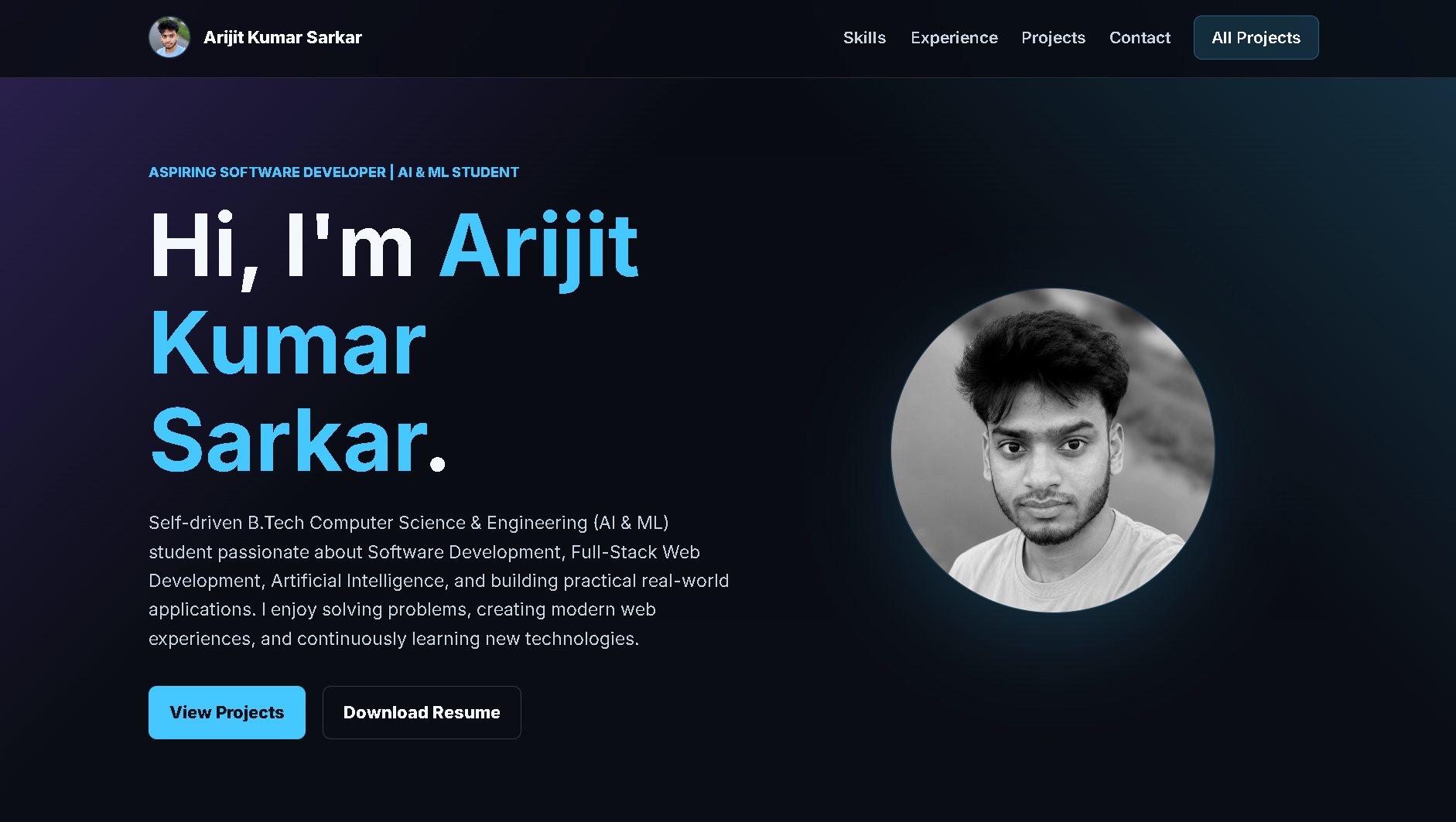 Personal portfolio website preview